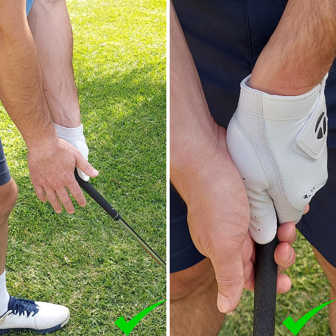 Right hand position on the golf grip